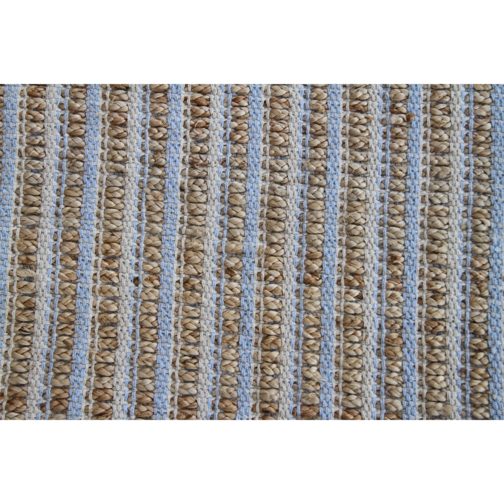 Tappeto naturale Chess in juta e cotone blu