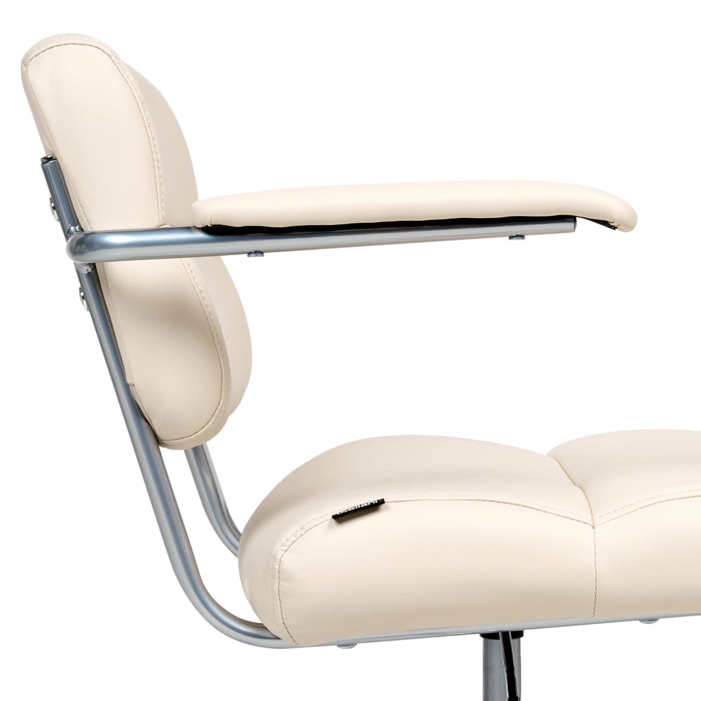 Sedia da ufficio in ecopelle bianco sporco girevole e regolabile in altezza con braccioli Ufficio Casa Studio Tradizionale