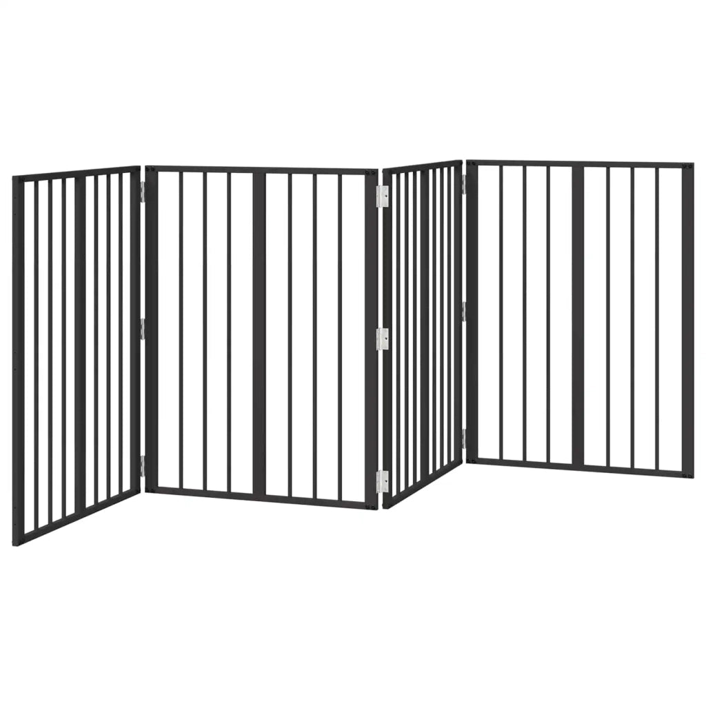 Cancello per cani 4 pcs Nero 60 x 80 cm Acciaio zincato 892015