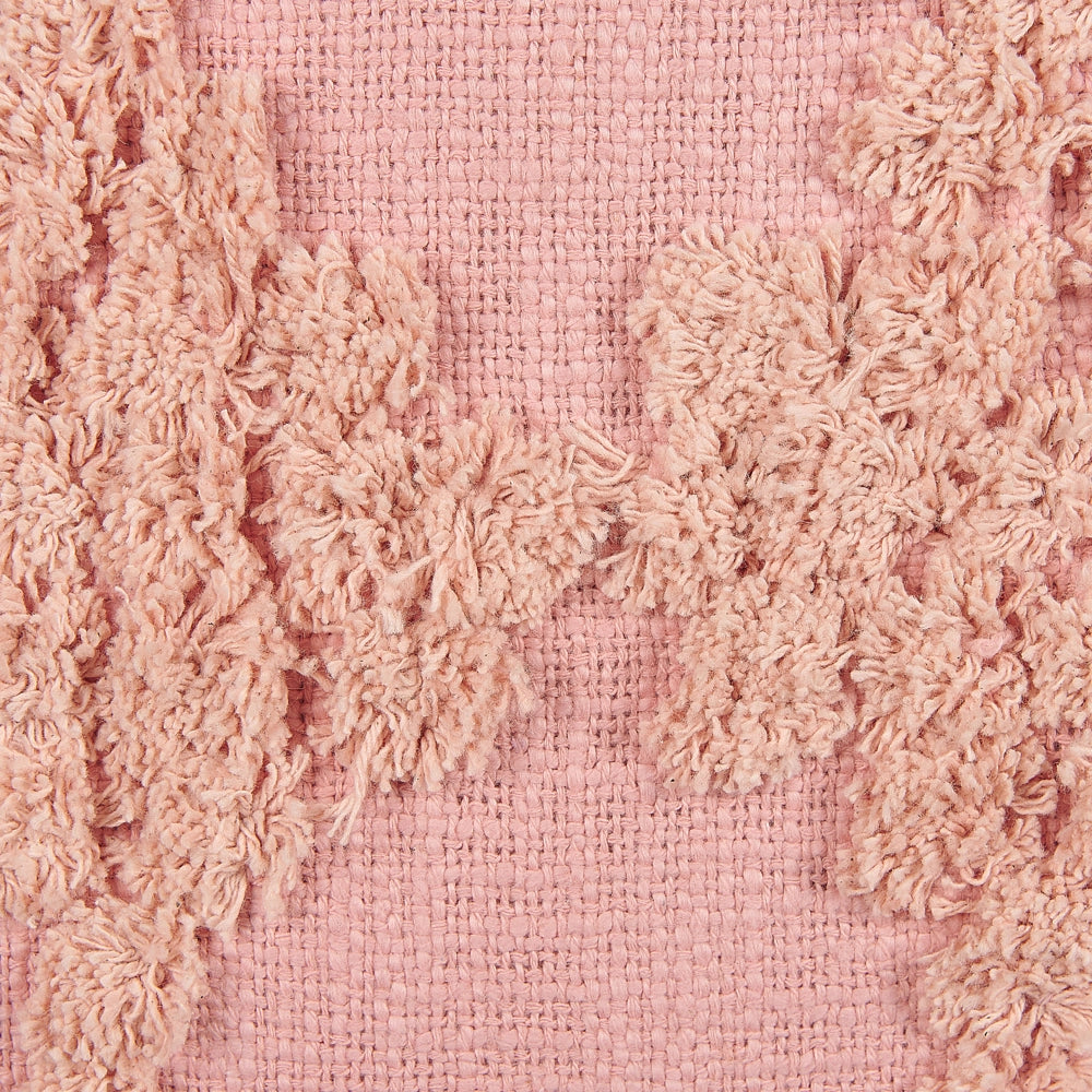 Set di 2 cuscini decorativi cotone rosa 45 x 45 cm motivo geometrico nappe rivestimento sfoderabile con imbottitura boho