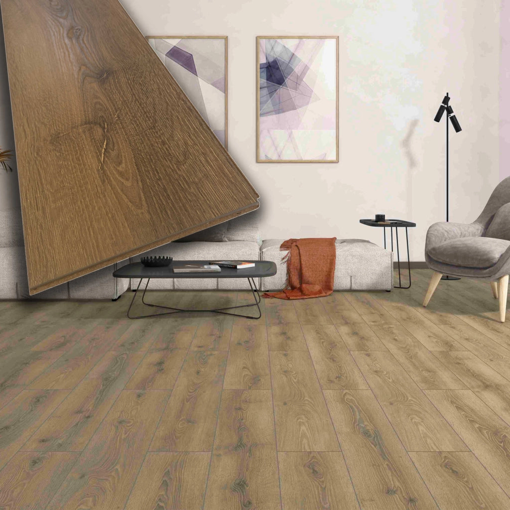 Pavimento in laminato AC4 8mm Click Spazzolato bisellato Quercia Prime 193x1205 (prezzo al m²)