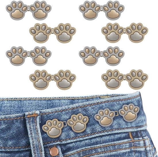 Set di clip di rinforzo per pantaloni, 8 set clip di rinforzo per pantaloni, spille regolabili per gambe, nodi di rinforzo per cintura per jeans (graffio)