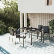 Set da Pranzo da Giardino 5 pz con Cuscini in Polyrattan Grigiocod mxl 100415