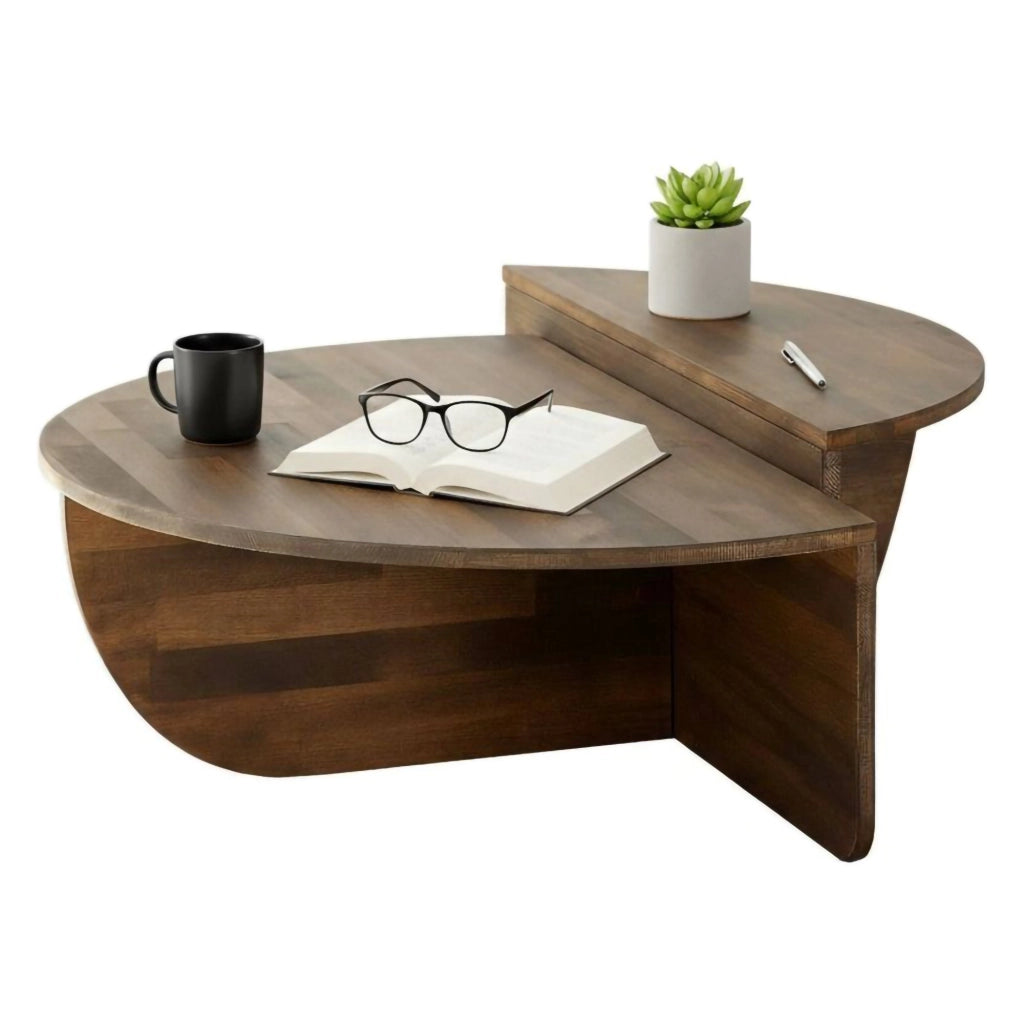 Tavolino da salotto Azim, Tavolo basso da caffè, Portariviste per divano, Ripiano da soggiorno, 90x60h35 cm, Noce