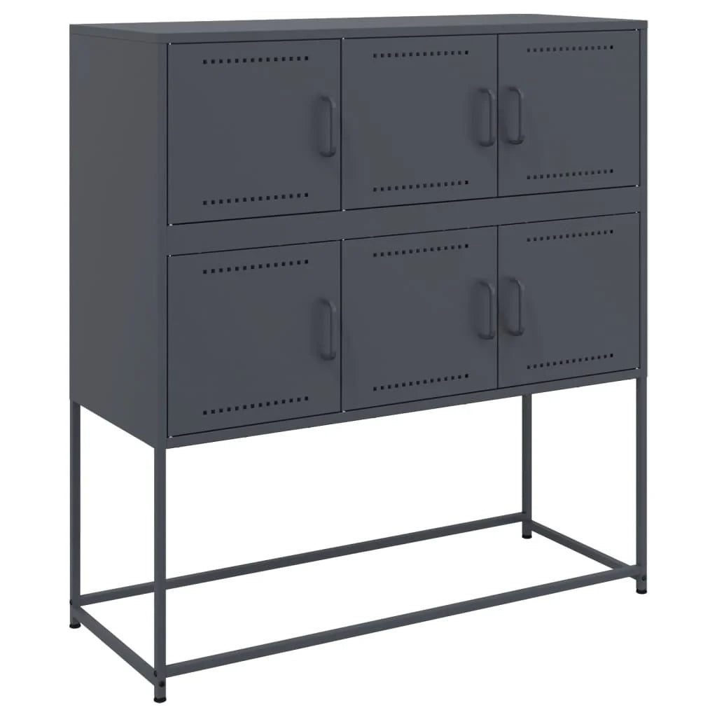 Buffet credenza cassettiera armadio mobile contenitore organizer per cucina soggiorno salotto 100,5 x 39 x 107 cm acciaio antracite 02_0029683