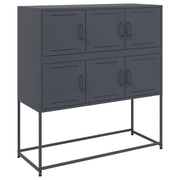 Buffet credenza cassettiera armadio mobile contenitore organizer per cucina soggiorno salotto 100,5 x 39 x 107 cm acciaio antracite 02_0029683