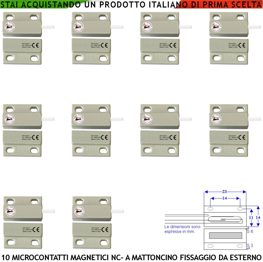 Sensore Magnetico NC Mini 10 Pezzi Bianchi Per Allarme Infissi Tensione Max 100 V Corrente 1 A Sensibilità Magnetica 10 mm Contenitori Con Fori di Fissaggio Reed in Ampolla Sottovuoto IP65 4 Fili