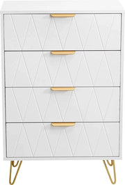 Cassettiere da Cucina - Design - 60x34x90 cm - Bianco/Oro - Bianca
