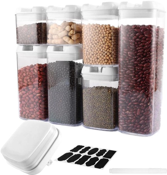 Set di 7 contenitori di conservazione, contenitori di conservazione trasparenti a chiusura ermetica, BPA liberi, contenitori di conservazione alimentare con coperchi chiusibili, contenitori di conservazione alimentare stivabili