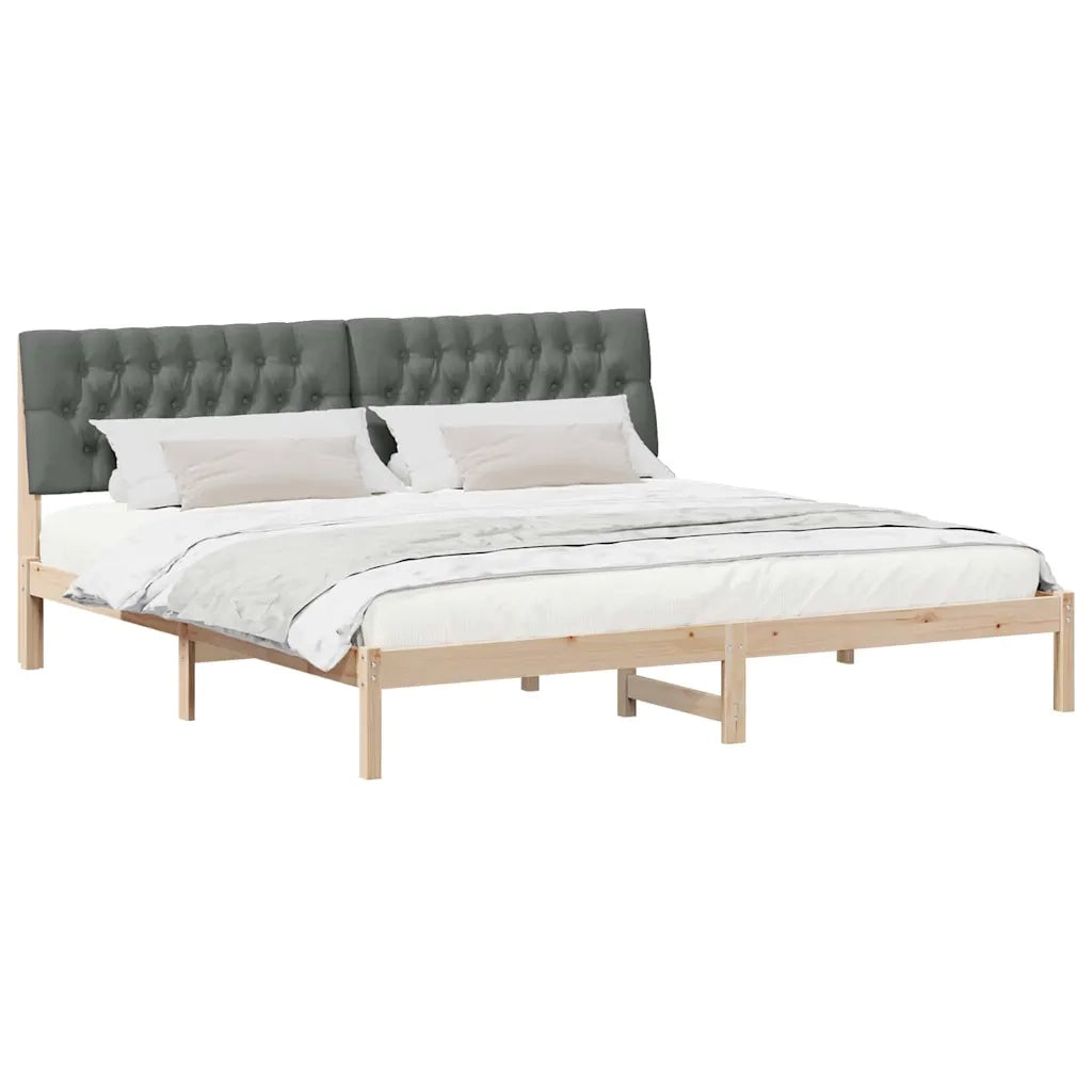Letto con Testiera Rivestita con testiera Marrone 200 x 200 cm 3394379