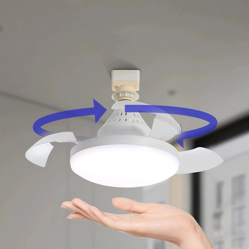 Trade Shop - Lampada Ventilatore Ufo Da Soffitto A Luce Led Attacco E27 30w 17" Super Silenzioso -