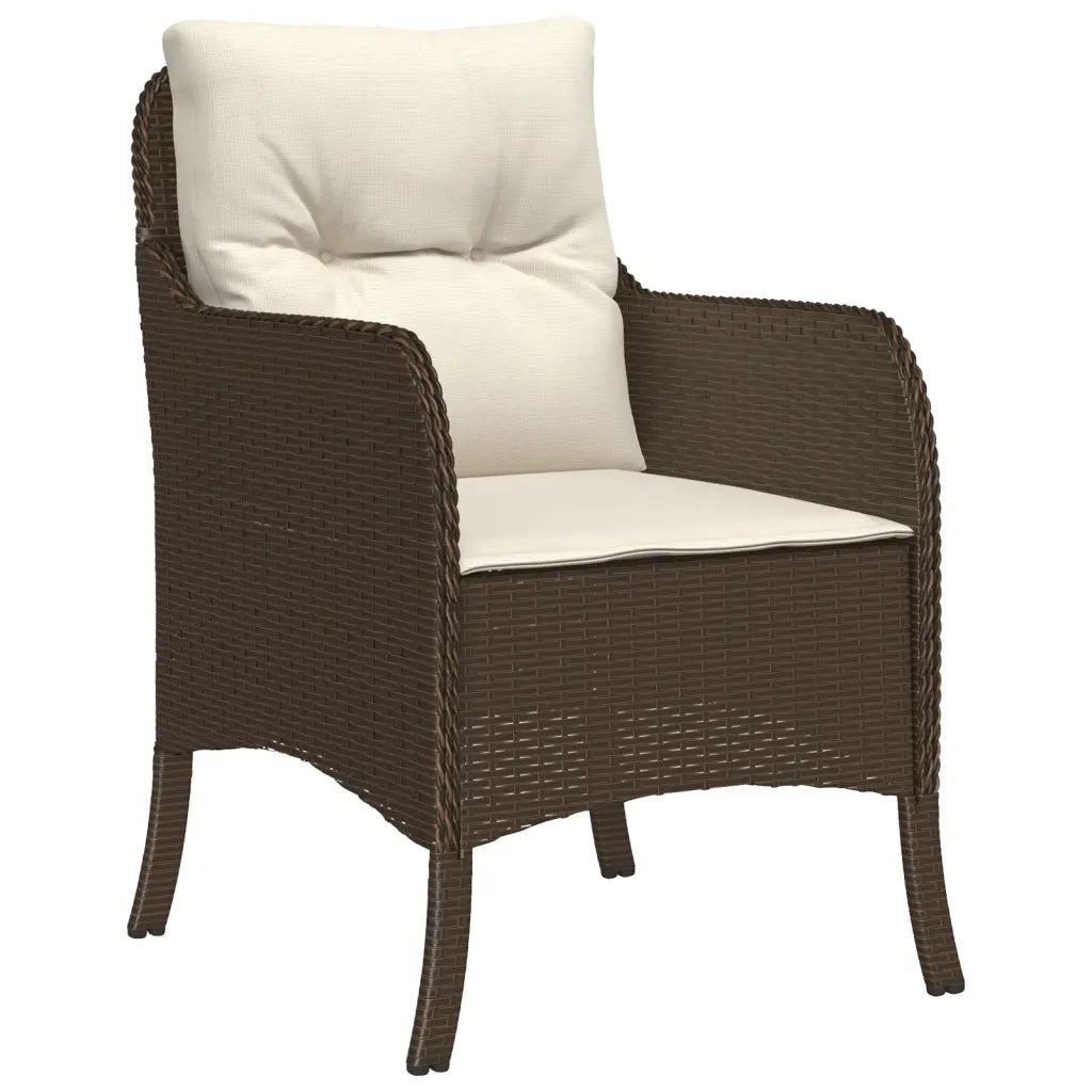 Set da Pranzo da Giardino 5pz con Cuscini in Polyrattan Marrone 3211942