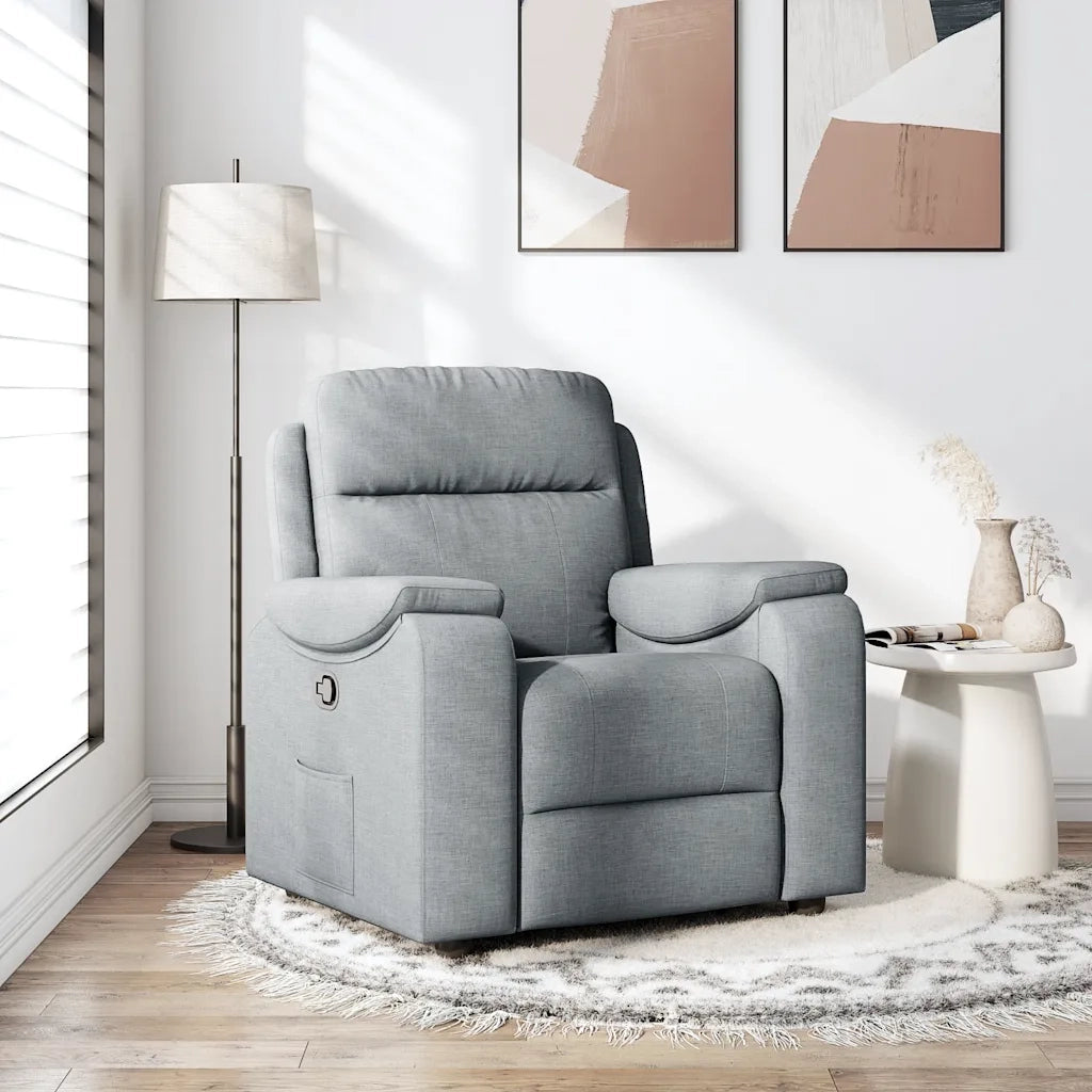 Divano Sedia-Poltrona Reclinabile in Tessuto Grigio Chiaro 873975