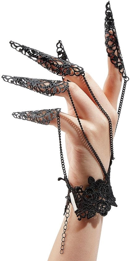 Anello per allungare l'anello - Punta a forma di unghia punk - Unghie in acciaio - Nero - 1 pezzo