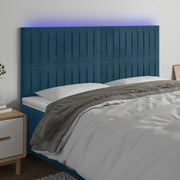 Testiera a LED Blu Scuro 200x5x118/128 cm in Velluto
