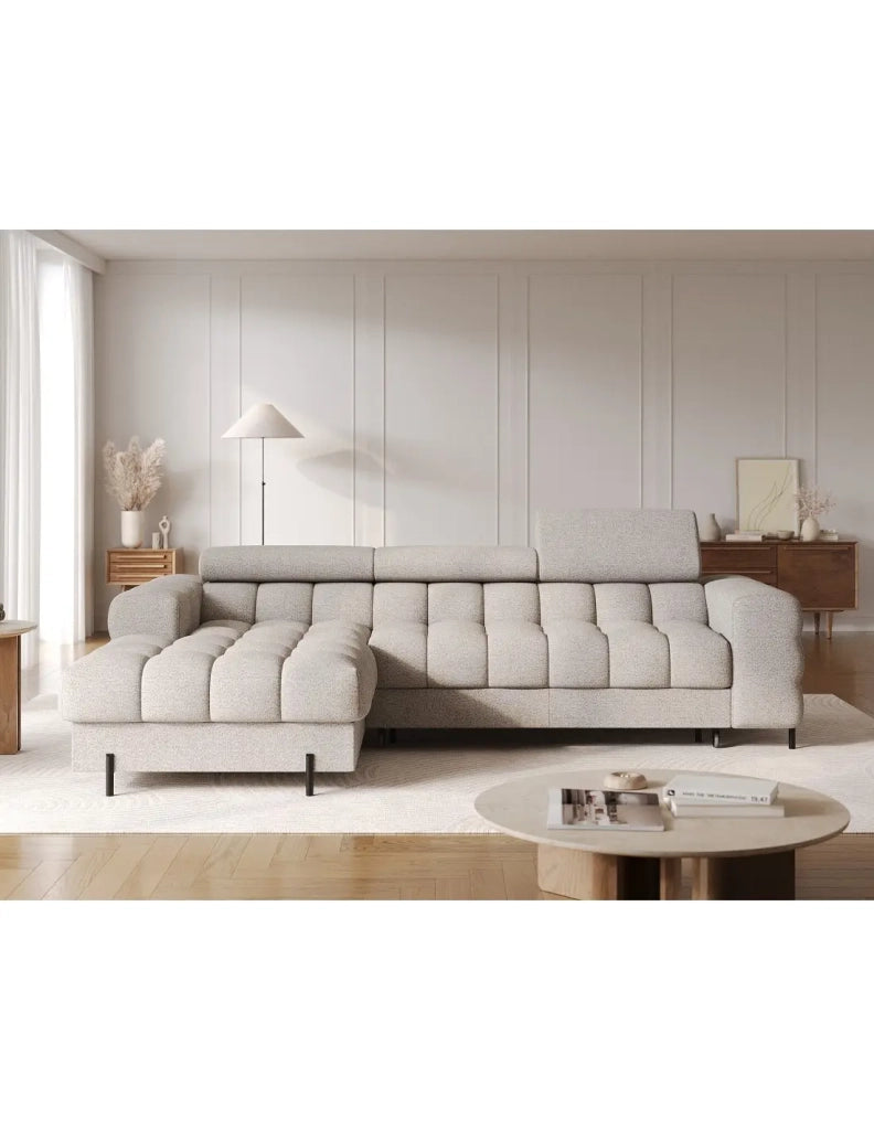 Divano angolare sinistro convertibile Beige mélange stile contemporaneo 285x99x181cm FILTRO