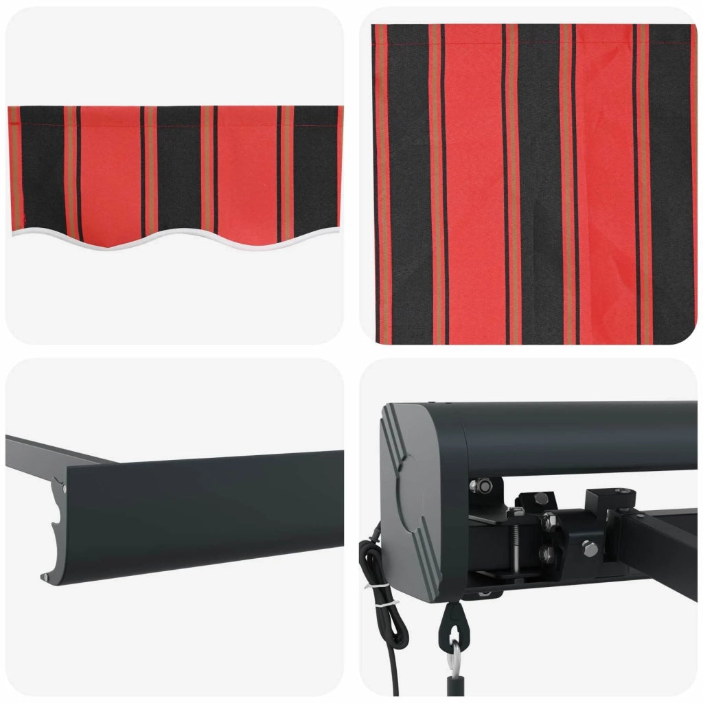 Tenda Retrattile Rosso e Nero 350 x 250 cm Tessuto 3330230