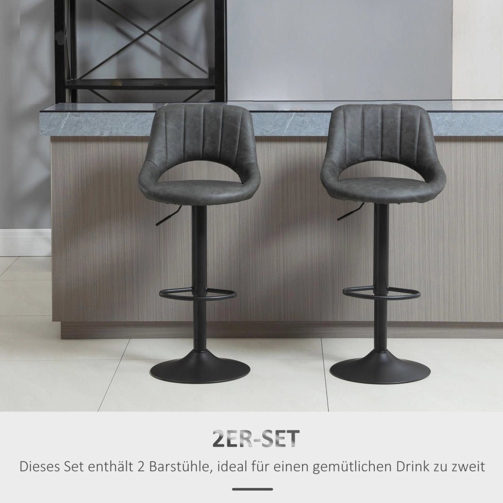 Set di 2 sgabelli da bar girevoli regolabili grigi