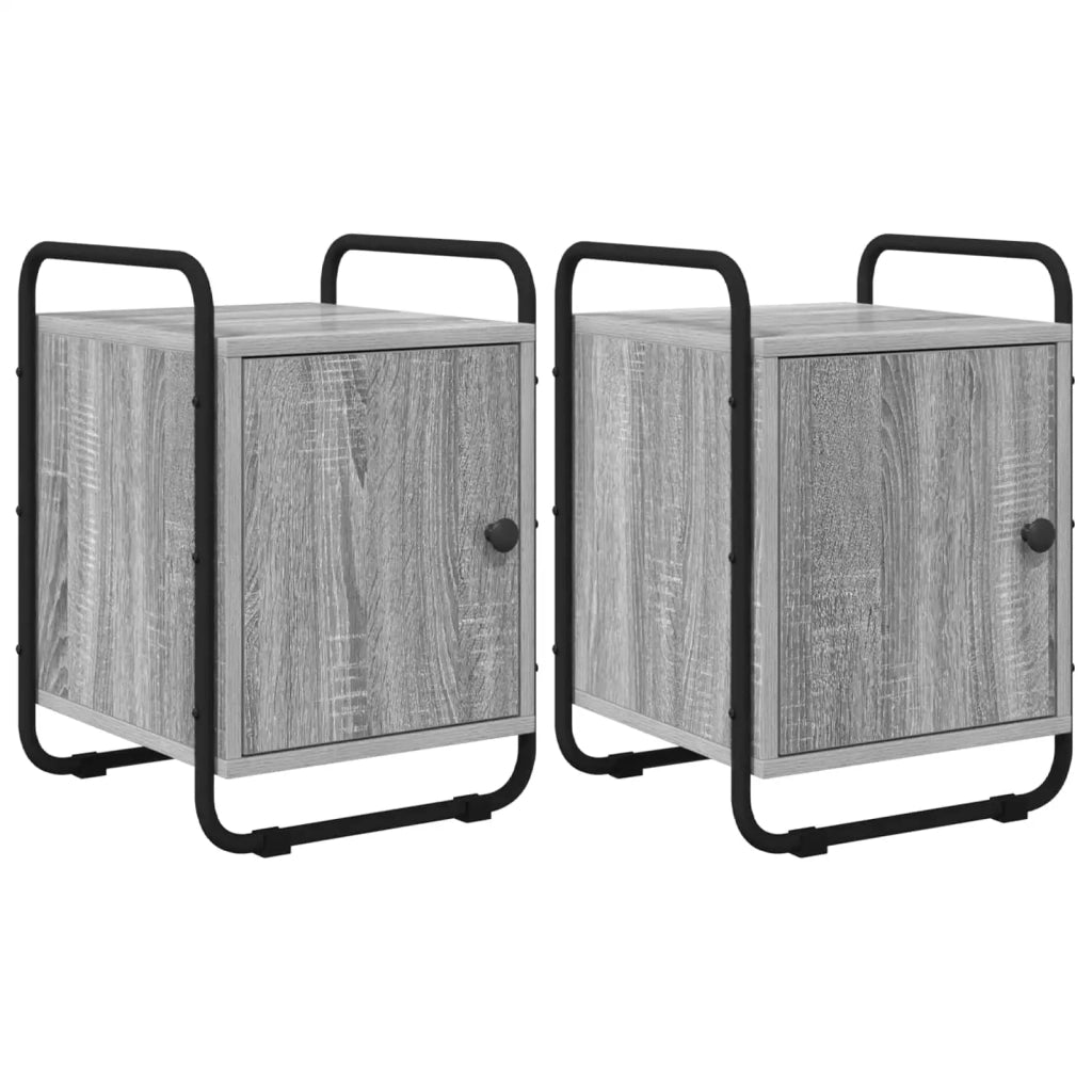 Armadio da Notte 2 pz Sonoma grigio Legno ingegnerizzato 8007606