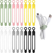 18 pezzi di cavi in silicone - organizzatore di cavi riciclabile - organizzatore elastico multifunzionale per cavi di auricolari e caricabatterie