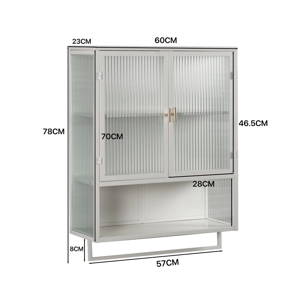 Mobiletto Bagno con Ante in Vetro e Pensile ¨C MINIMAL ¨C Bianco, 60 cm