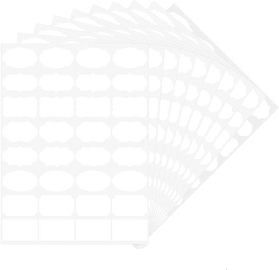 Etichette per congelatore rimovibili per alimenti, 320 pezzi - etichette a forma bella autoadesive per conservazione alimenti congelati - bianco e nero (5 x 3 cm)