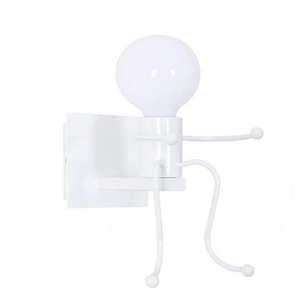 Trade Shop - Applique Da Parete Decorativo Forma Di Omino Seduto In Metallo Attacco E27 Aq51 - Bianco