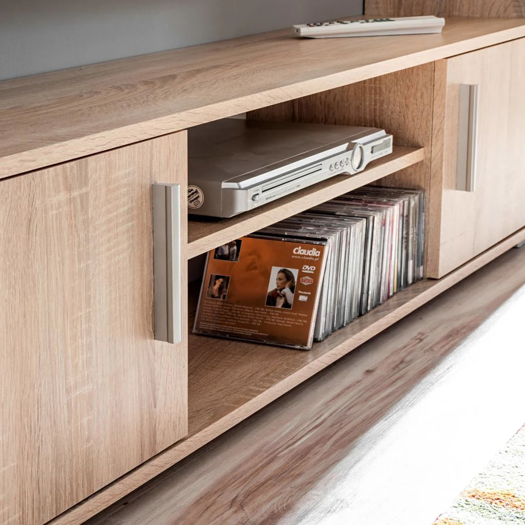 Pratico mobile TV/credenza di design con luci a LED finitura marrone rovere Sonoma 2502054