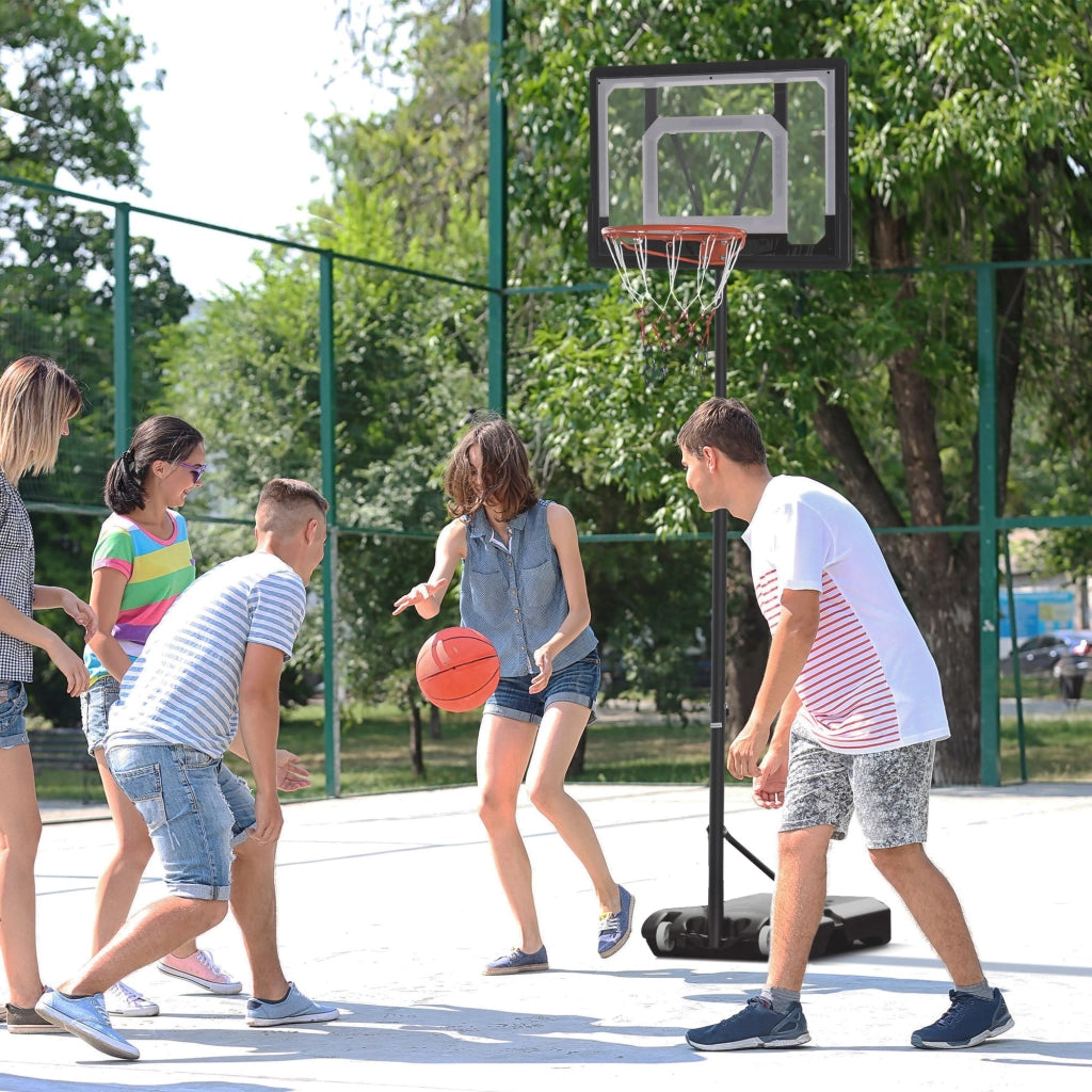 Canestro da basket per esterni, supporto regolabile in altezza per bambini con ruote, nero, 83 x 75 x 206-260 cm