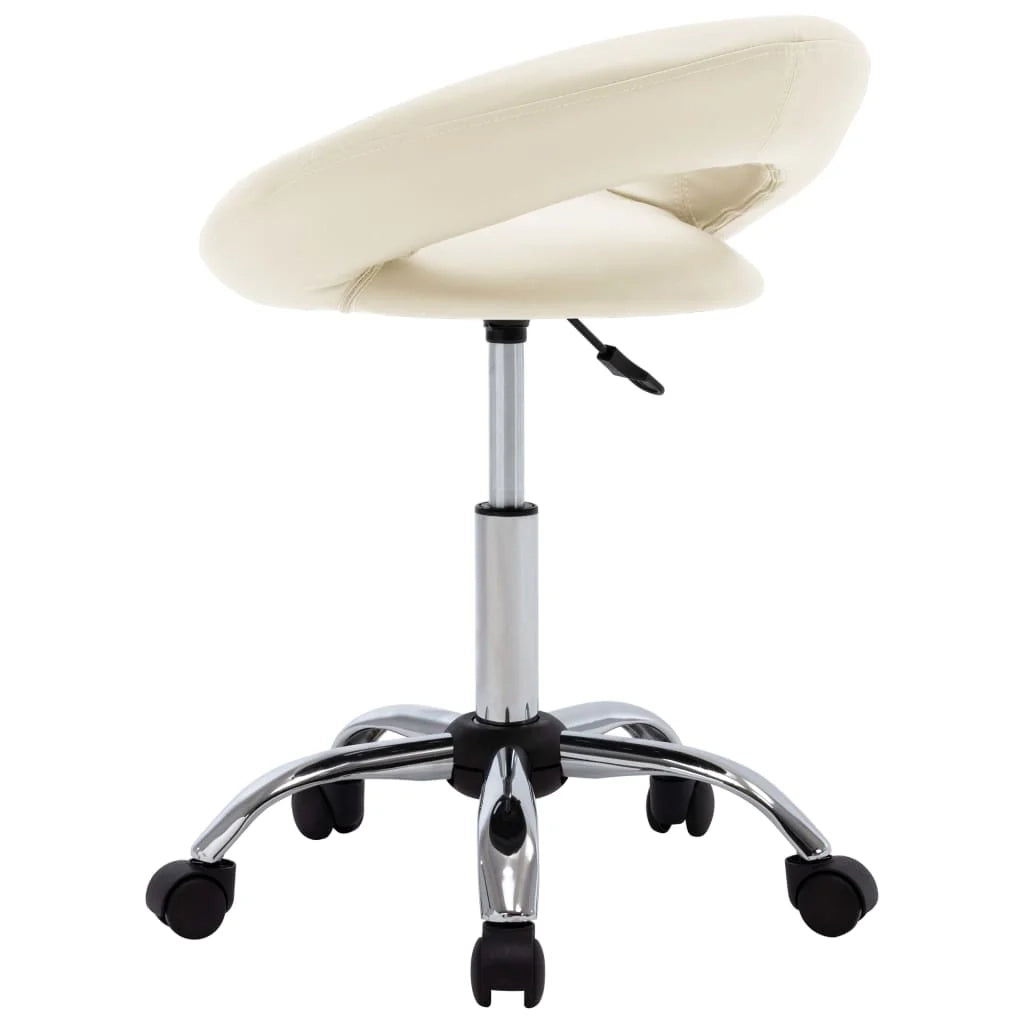 Sedia da ufficio sedia da lavoro con ruote similpelle color crema 02_0024076