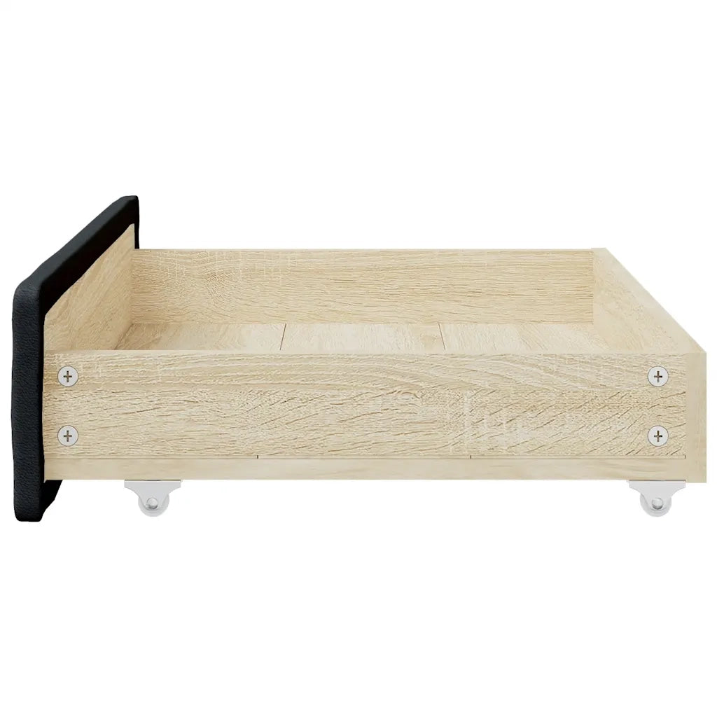 Cassetti da Letto 2 pz Neri in Legno Multistrato e Similpelle CFW3891428