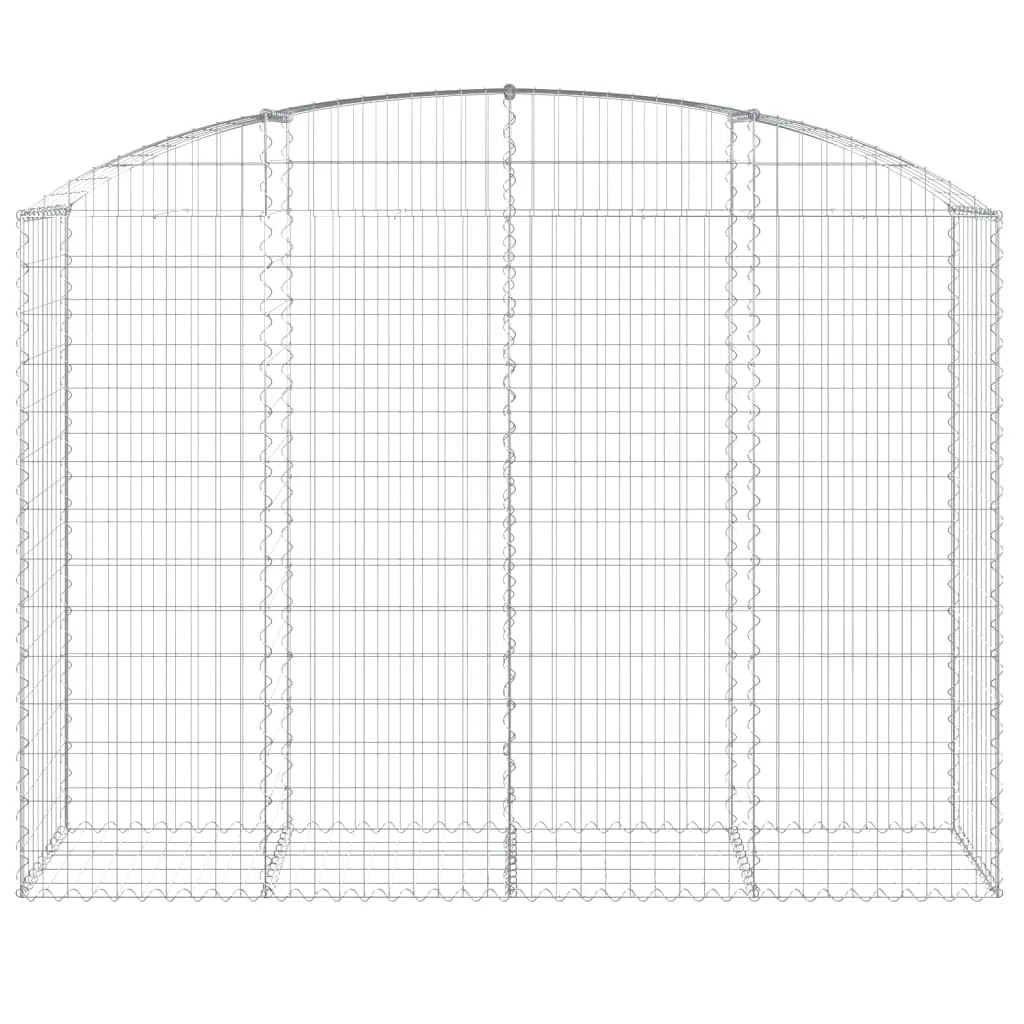 Cesto gabbione recinzione a gabbia muro di contenimento ad arco 200 x 50 x 140/160 cm ferro zincato argento 02_0040025