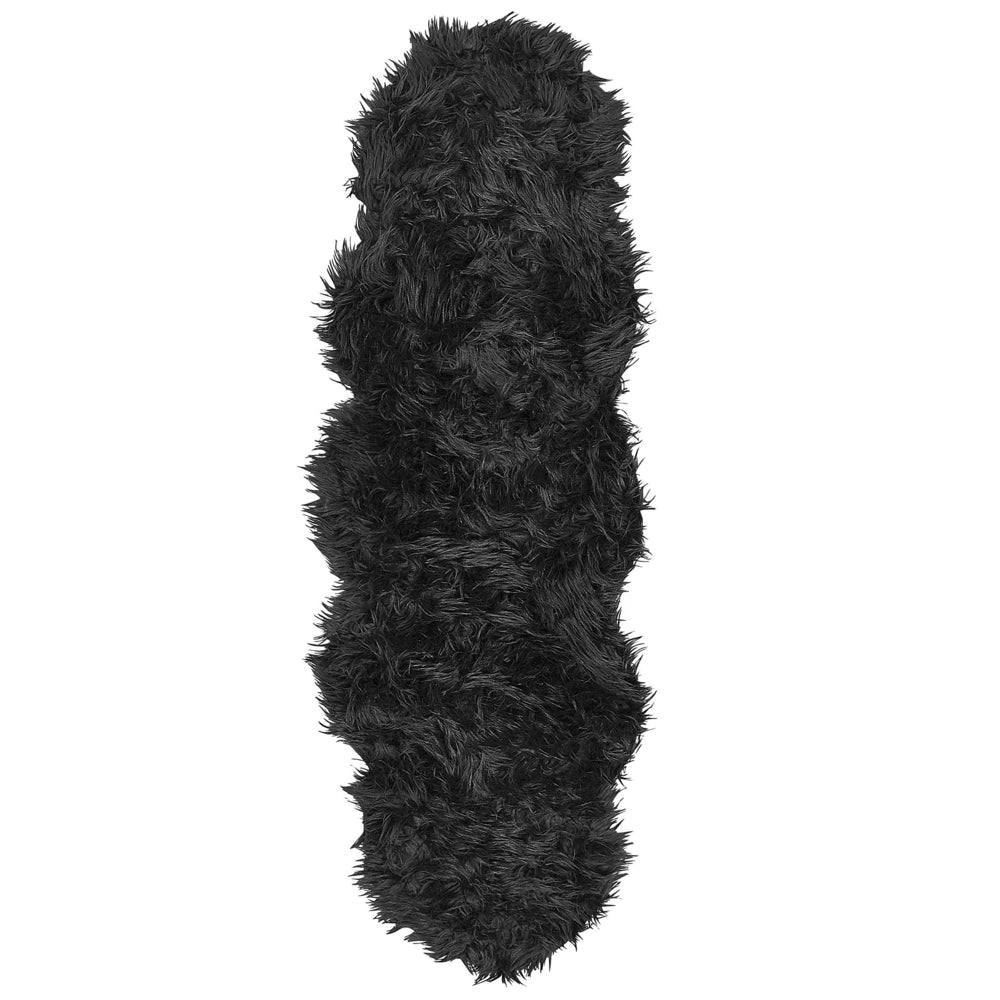 Tappeto finta pelle di montone Nero acrilico 60 x 180 cm pelliccia glam soffice camera da letto soggiorno