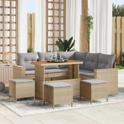 Set Divano da Giardino 9 pcs Beige polyrattan