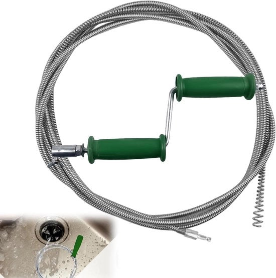 Pulitore a spirale per tubi da 5 m, diametro 6 mm - Aspirapolvere con adattatori elettrici e manuale