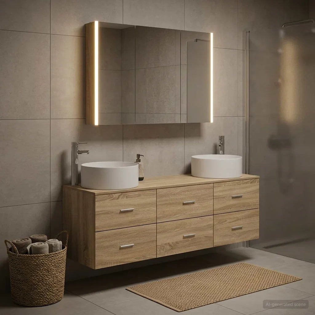 Set di mobili per il bagno 4 pcs Rovere Sonoma 3407065