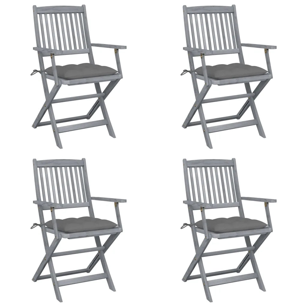 Sedie da Giardino Pieghevoli 4pz con Cuscini in Massello Acacia cod mxl 9952