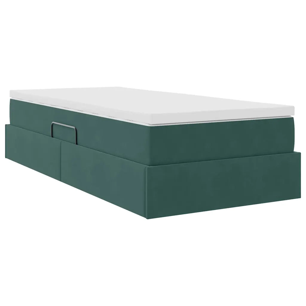 Letto con contenitore e materasso Verde Scuro 100 x 200 cm