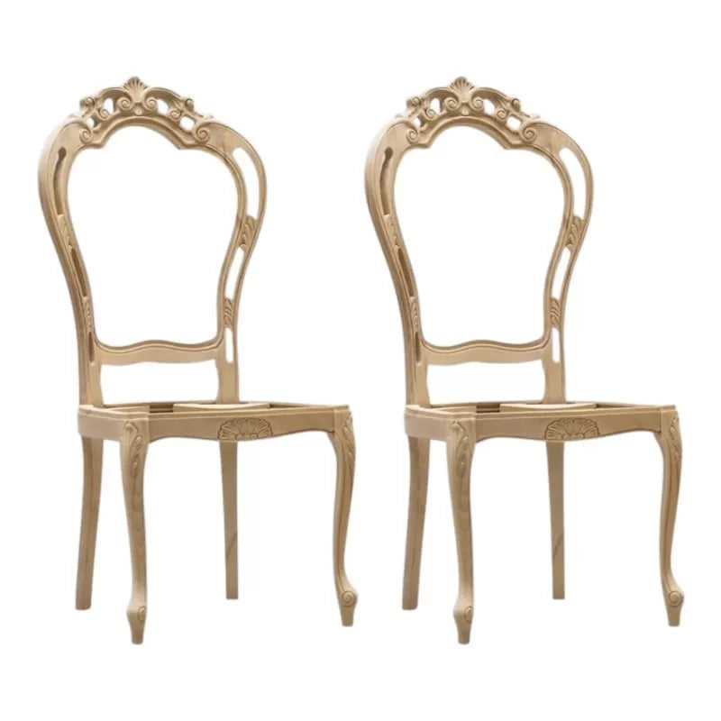 Set 2 sedie barocche intagliate legno grezzo 56x50x110 - Mobili 2G