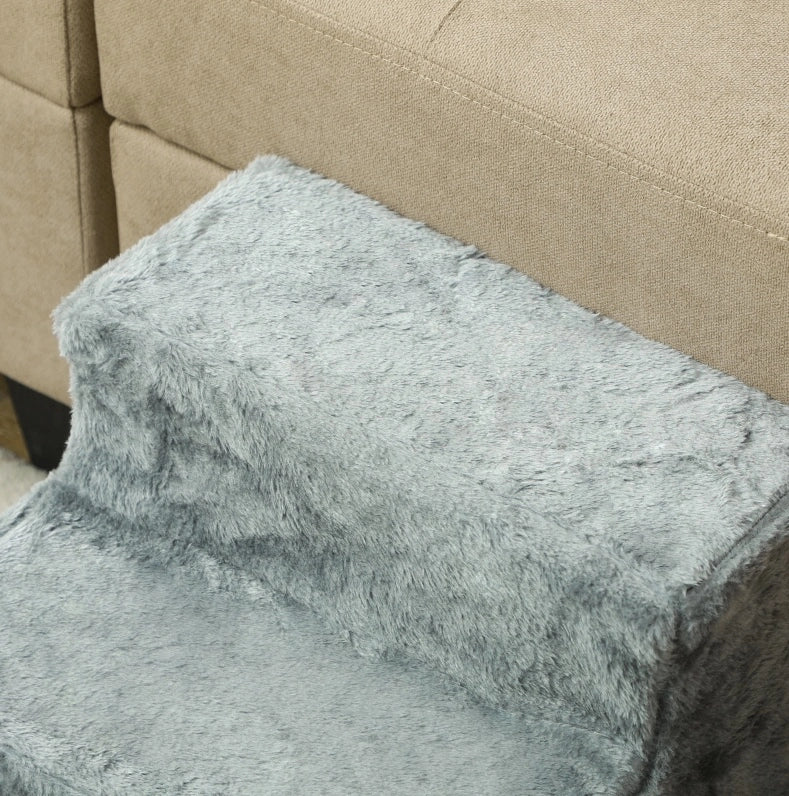 Scaletta per animali a 4 gradini in peluche grigio chiaro