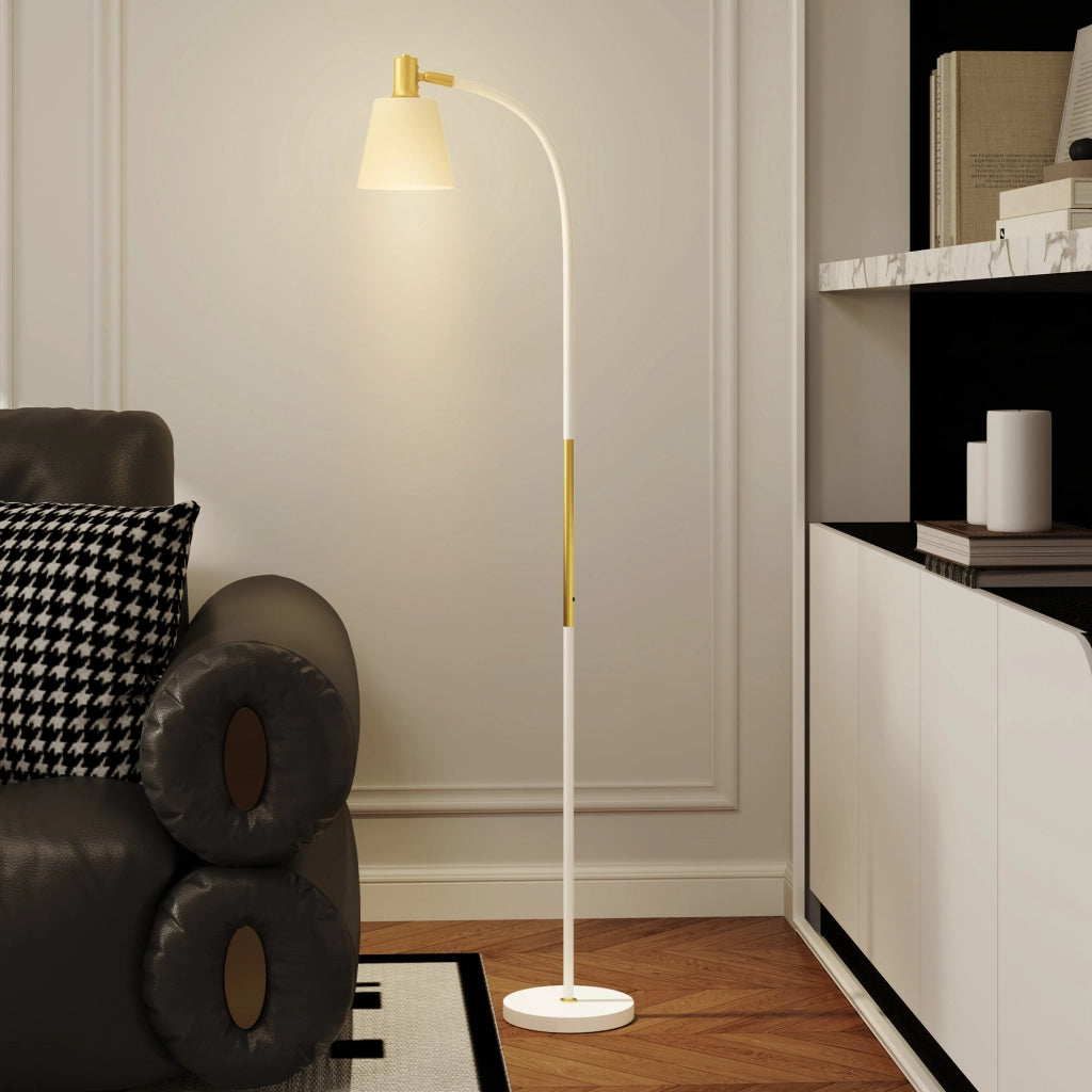 Lampada da Terra LED Regolabile ¨C Xylo ¨C Bianco e Oro 49x21x127-160 cm