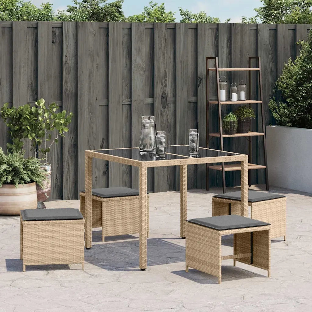 Sgabelli Giardino Cuscini 4 pz Beige Misto 41x41x36cm Polyrattan CFW4388390