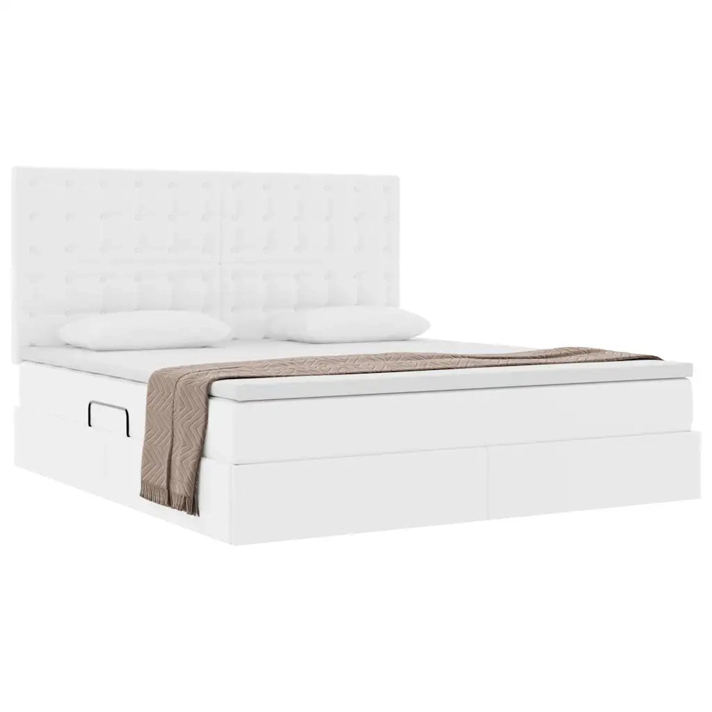 Letto con Contenitore Bianco Puro 160 x 200 cm Pelle Sintetica 3371674