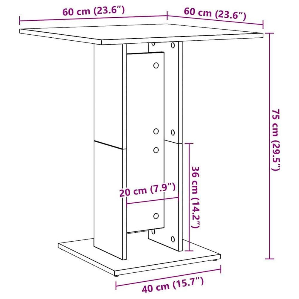 Bistro Table, Smoked Oak, 60x60x75 Cm, Engineered Wood