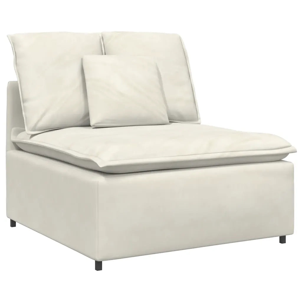 Divano Modulare con Cuscini in Velluto Crema 3321344