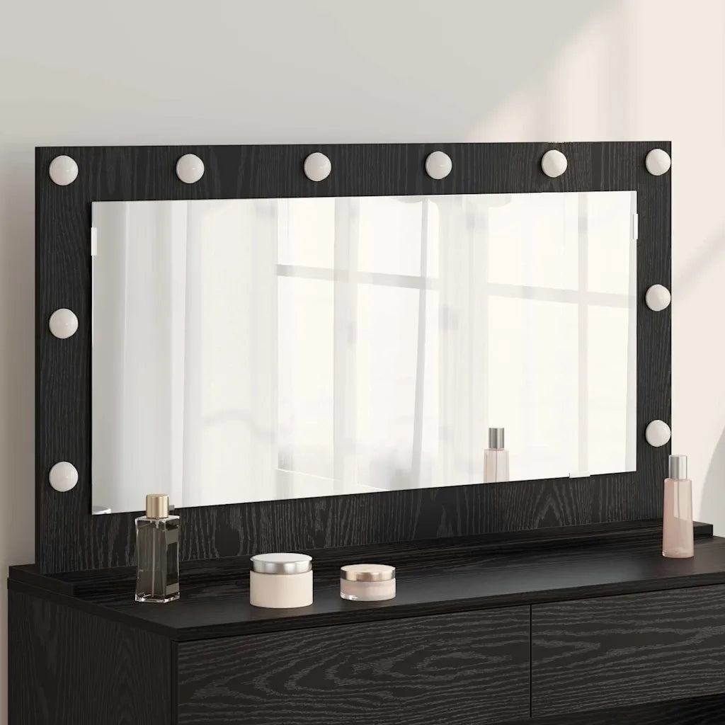 Specchio da Vanità Rettangolare Rovere Nero 100 x 55 x 18 cm 868302