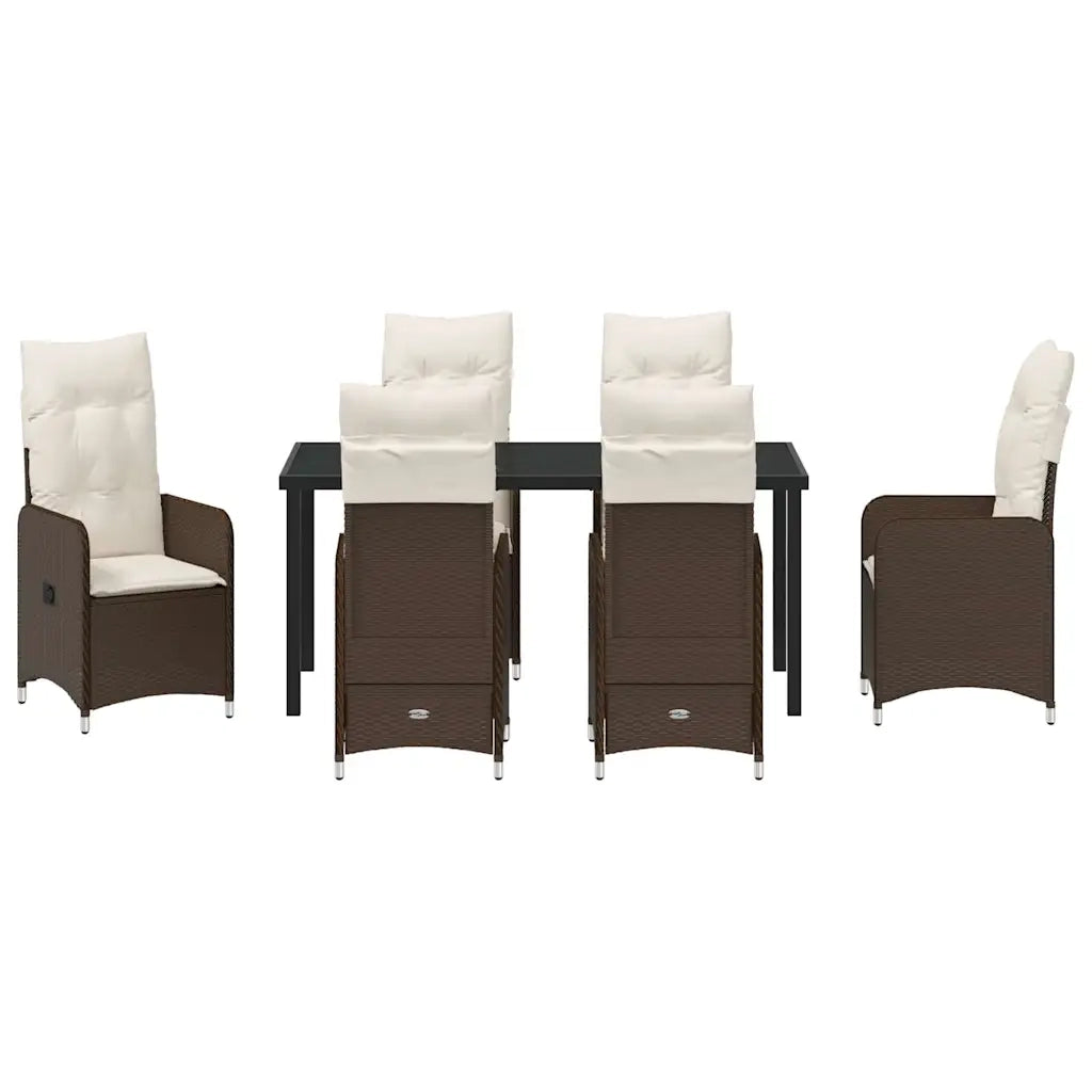 Set da Pranzo per Giardino con cuscino 7 pcs Marrone polyrattan 3379643