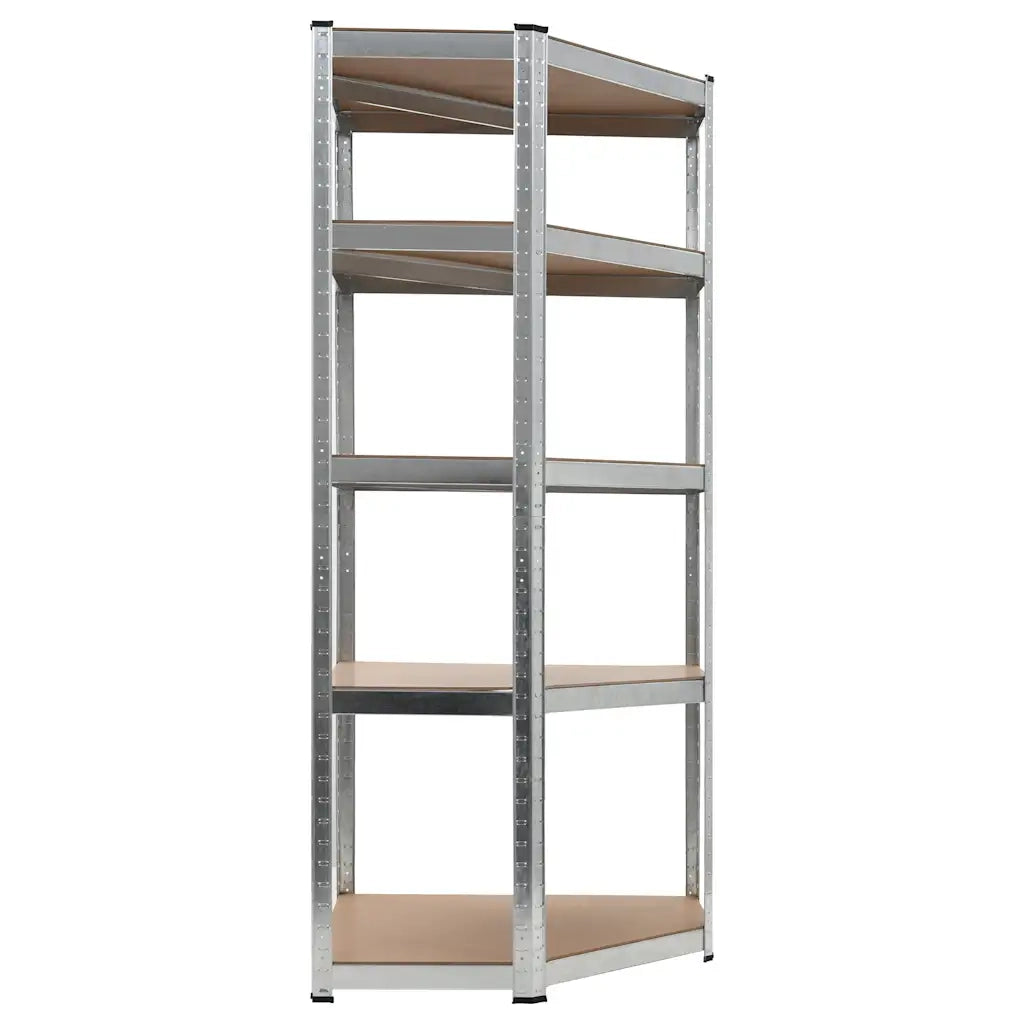 Scaffale Angolare 5 Ripiani Argento Acciaio e Legno Multistrato CFW7473576