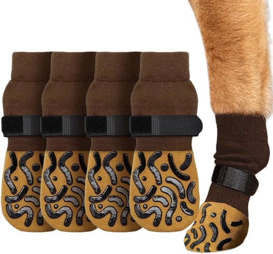 Calze Antiscivolo per Cani - 4 Pezzi - Protezioni per Arti Inferiori - Calze per Cani per Interno/Esterno - Cotone - 16x6,5cm