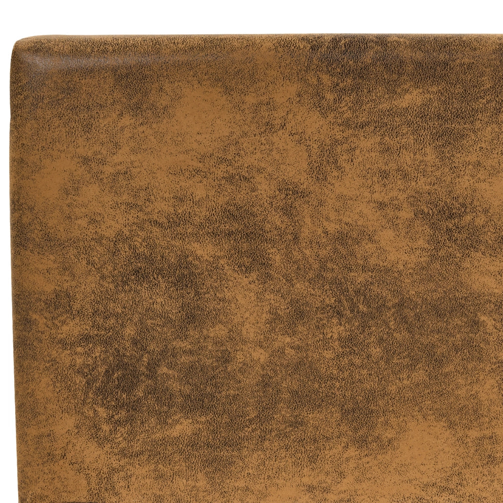 Letto matrimoniale in finta pelle marrone con rete a doghe 140 x 200 cm stile contemporaneo